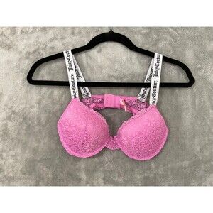 Juicy Couture Lacy underwire Bra Sz 34B Wide spell logo Straps